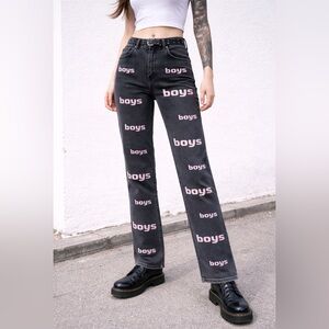 The RAGGED PRIEST “Boys” Black Graphic Straight Leg Jeans – Size 26